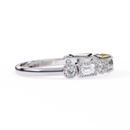 White Gold Baguette and Round Diamond Milgrain Station Band