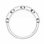 White Gold Baguette and Round Diamond Milgrain Station Band