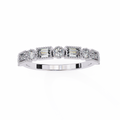 White Gold Baguette and Round Diamond Milgrain Station Band