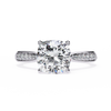White Gold Cushion Cut Diamond Ring with Channel Pavé Shoulders