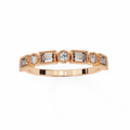 Rose Gold Baguette and Round Diamond Milgrain Station Band