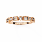 Rose Gold Baguette and Round Diamond Milgrain Station Band