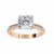 Rose Gold Cushion Cut Diamond Ring with Two-Tone Channel Pavé Shoulders