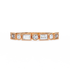 Rose Gold Baguette and Round Diamond Milgrain Station Band