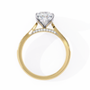 Yellow Gold Cushion Cut Diamond Ring with Two-Tone Channel Pavé Shoulders