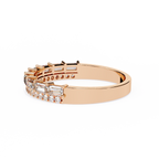 Rose Gold Baguette and Round Diamond Two Row Half Eternity Band