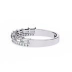 White Gold Baguette and Round Diamond Two Row Half Eternity Band