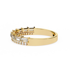 Yellow Gold Baguette and Round Diamond Two Row Half Eternity Band