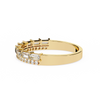Yellow Gold Baguette and Round Diamond Two Row Half Eternity Band