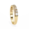 Yellow Gold Baguette and Round Diamond Two Row Half Eternity Band