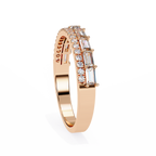 Rose Gold Baguette and Round Diamond Two Row Half Eternity Band
