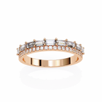 Rose Gold Baguette and Round Diamond Two Row Half Eternity Band