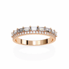 Rose Gold Baguette and Round Diamond Two Row Half Eternity Band