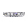 White Gold Baguette and Round Diamond Two Row Half Eternity Band