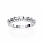 White Gold Baguette and Round Diamond Two Row Half Eternity Band