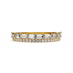 Rose Gold Baguette and Round Diamond Two Row Half Eternity Band