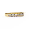 Yellow Gold Baguette and Round Diamond Two Row Half Eternity Band