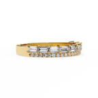 Rose Gold Baguette and Round Diamond Two Row Half Eternity Band