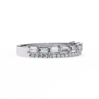 White Gold Baguette and Round Diamond Two Row Half Eternity Band