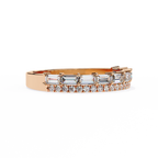 Rose Gold Baguette and Round Diamond Two Row Half Eternity Band