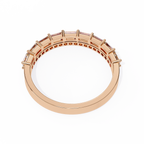 Rose Gold Baguette and Round Diamond Two Row Half Eternity Band