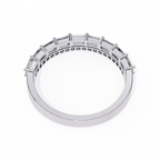 White Gold Baguette and Round Diamond Two Row Half Eternity Band