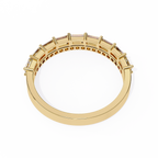 Yellow Gold Baguette and Round Diamond Two Row Half Eternity Band