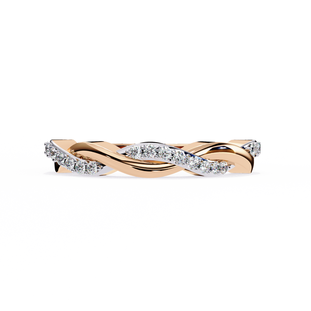 Rose Gold Round Diamond Twisted Vine Half Eternity Band