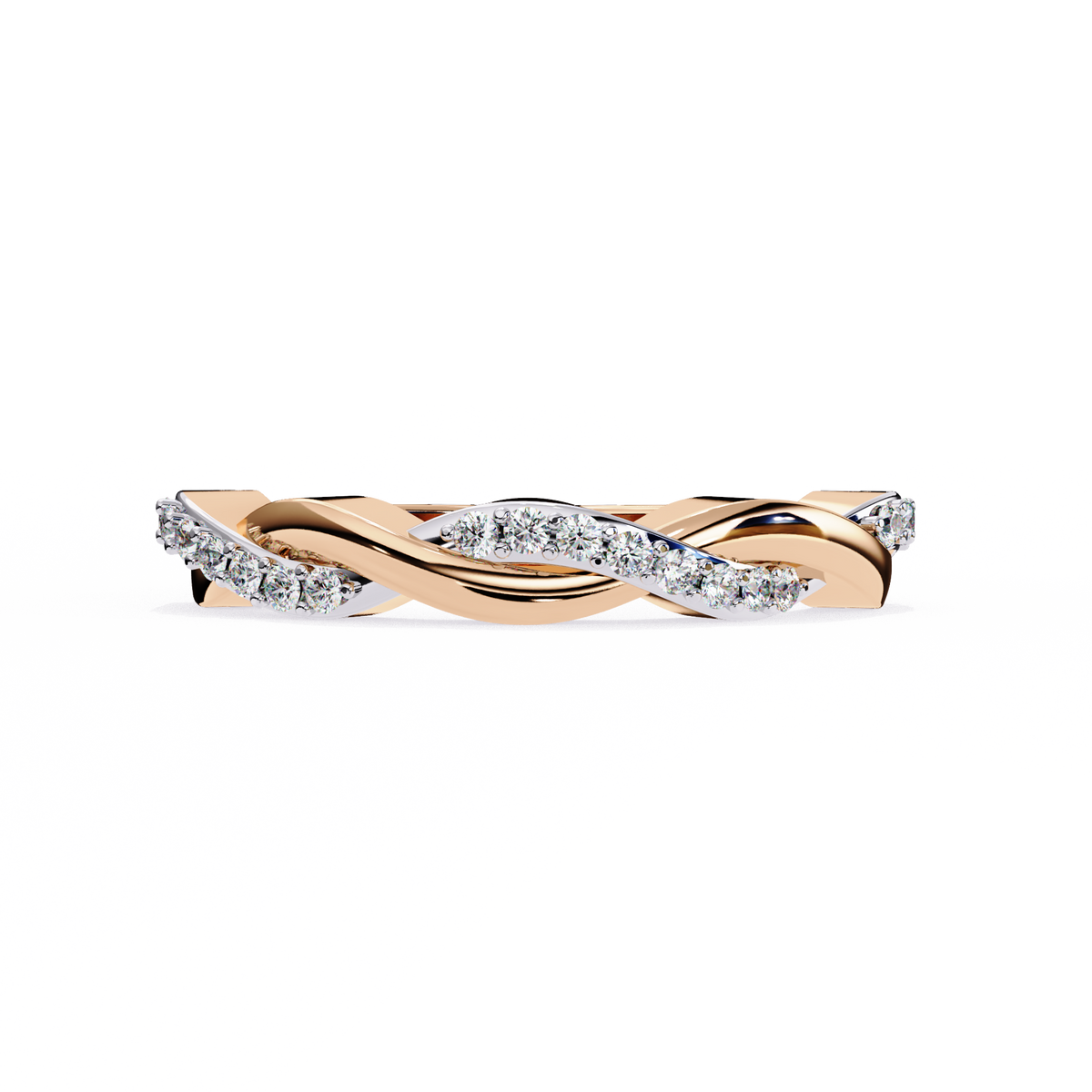 Rose Gold Round Diamond Twisted Vine Half Eternity Band