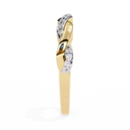 Yellow Gold Round Diamond Twisted Vine Half Eternity Band