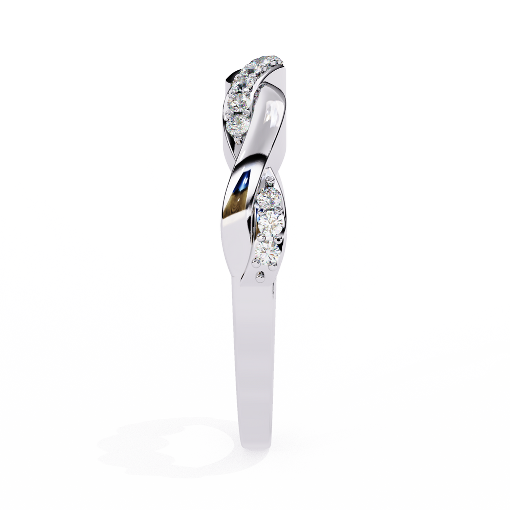 White Gold Round Diamond Twisted Vine Half Eternity Band