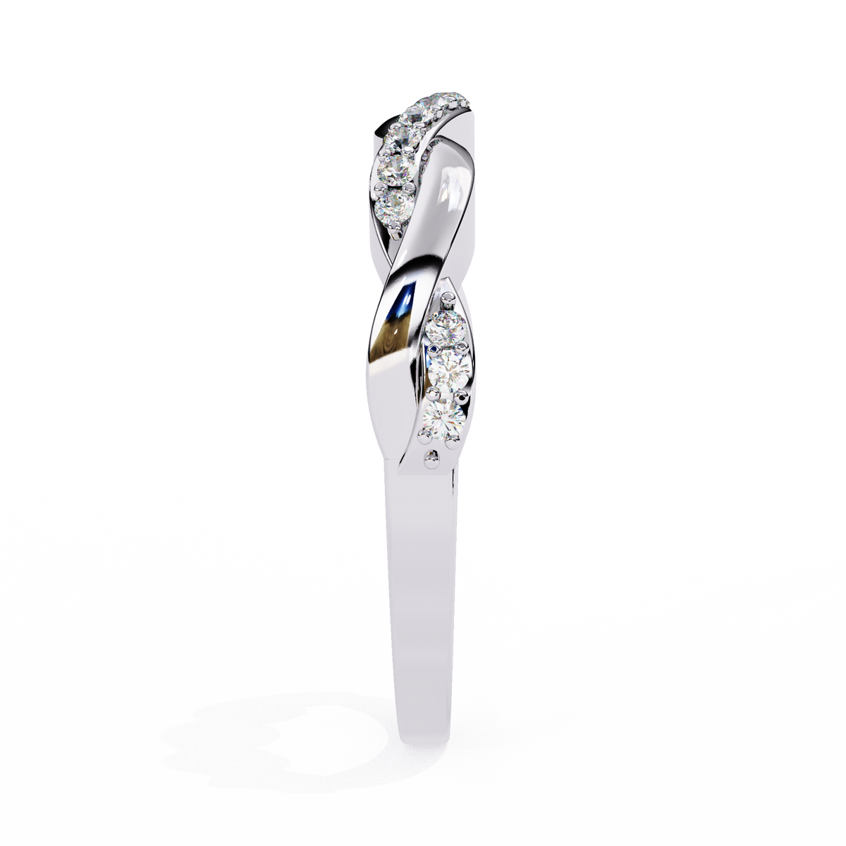 White Gold Round Diamond Twisted Vine Half Eternity Band