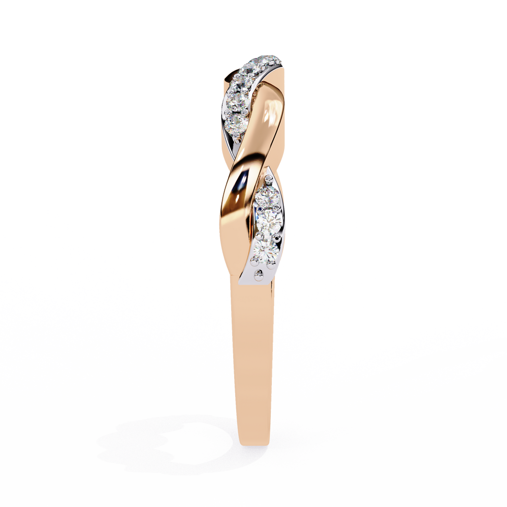 Rose Gold Round Diamond Twisted Vine Half Eternity Band