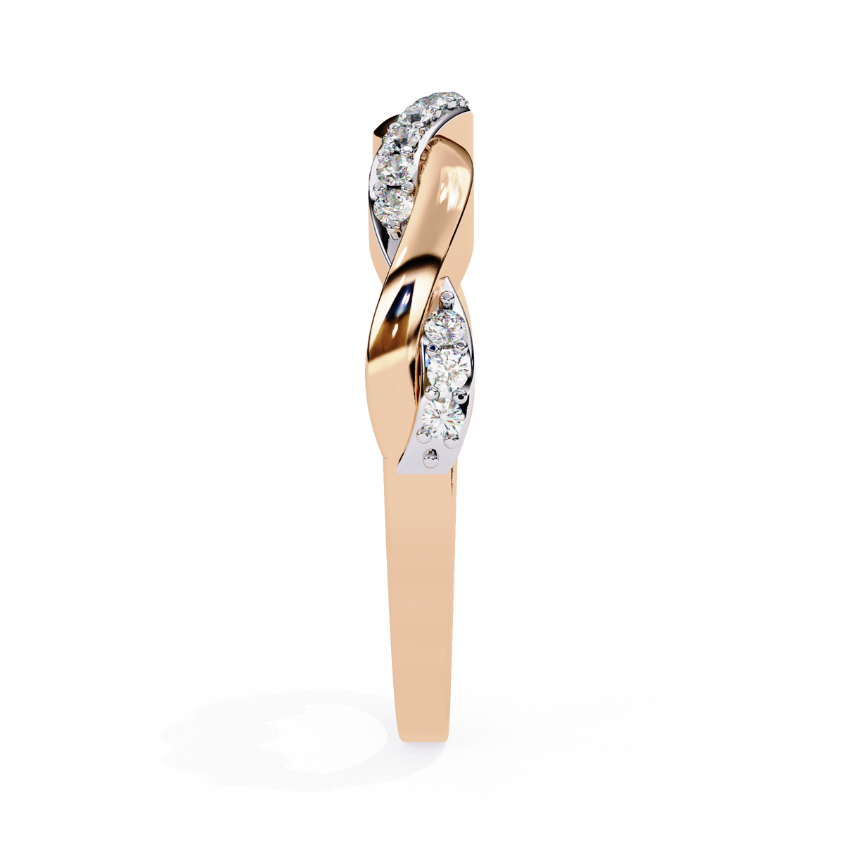 Rose Gold Round Diamond Twisted Vine Half Eternity Band
