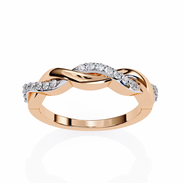 Rose Gold Round Diamond Twisted Vine Half Eternity Band