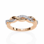 Rose Gold Round Diamond Twisted Vine Half Eternity Band