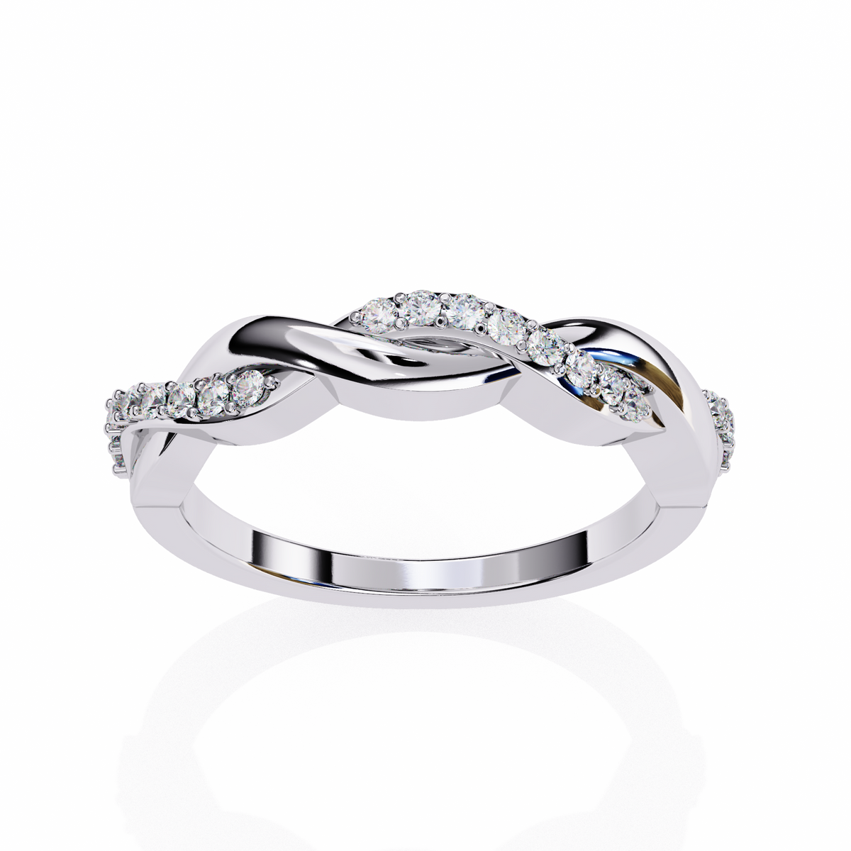 White Gold Round Diamond Twisted Vine Half Eternity Band