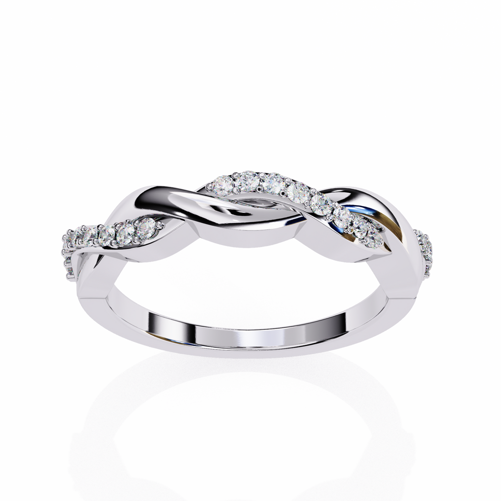 White Gold Round Diamond Twisted Vine Half Eternity Band