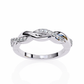White Gold Round Diamond Twisted Vine Half Eternity Band