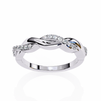 White Gold Round Diamond Twisted Vine Half Eternity Band