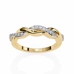Yellow Gold Round Diamond Twisted Vine Half Eternity Band