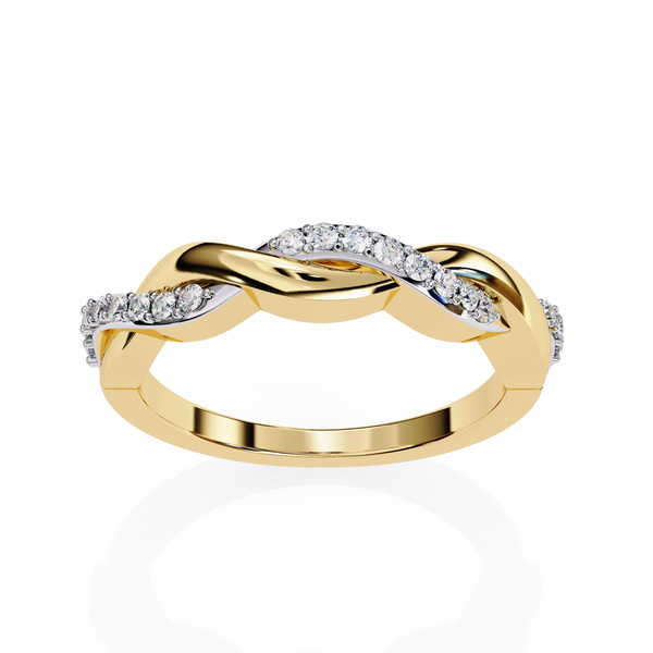 Yellow Gold Round Diamond Twisted Vine Half Eternity Band