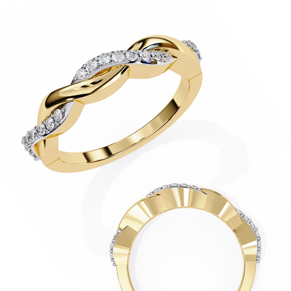 Yellow Gold Round Diamond Twisted Vine Half Eternity Band