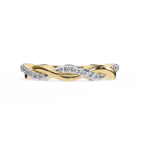 Yellow Gold Round Diamond Twisted Vine Half Eternity Band