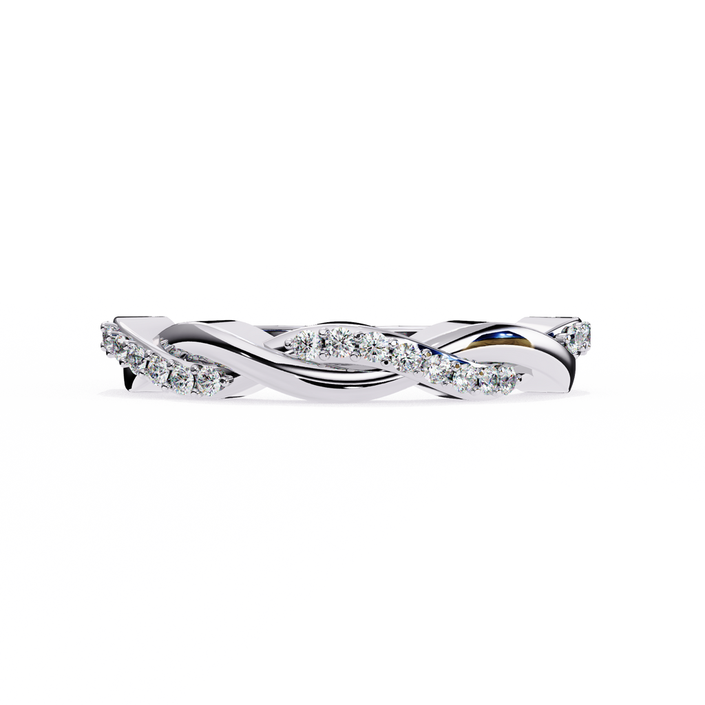 White Gold Round Diamond Twisted Vine Half Eternity Band