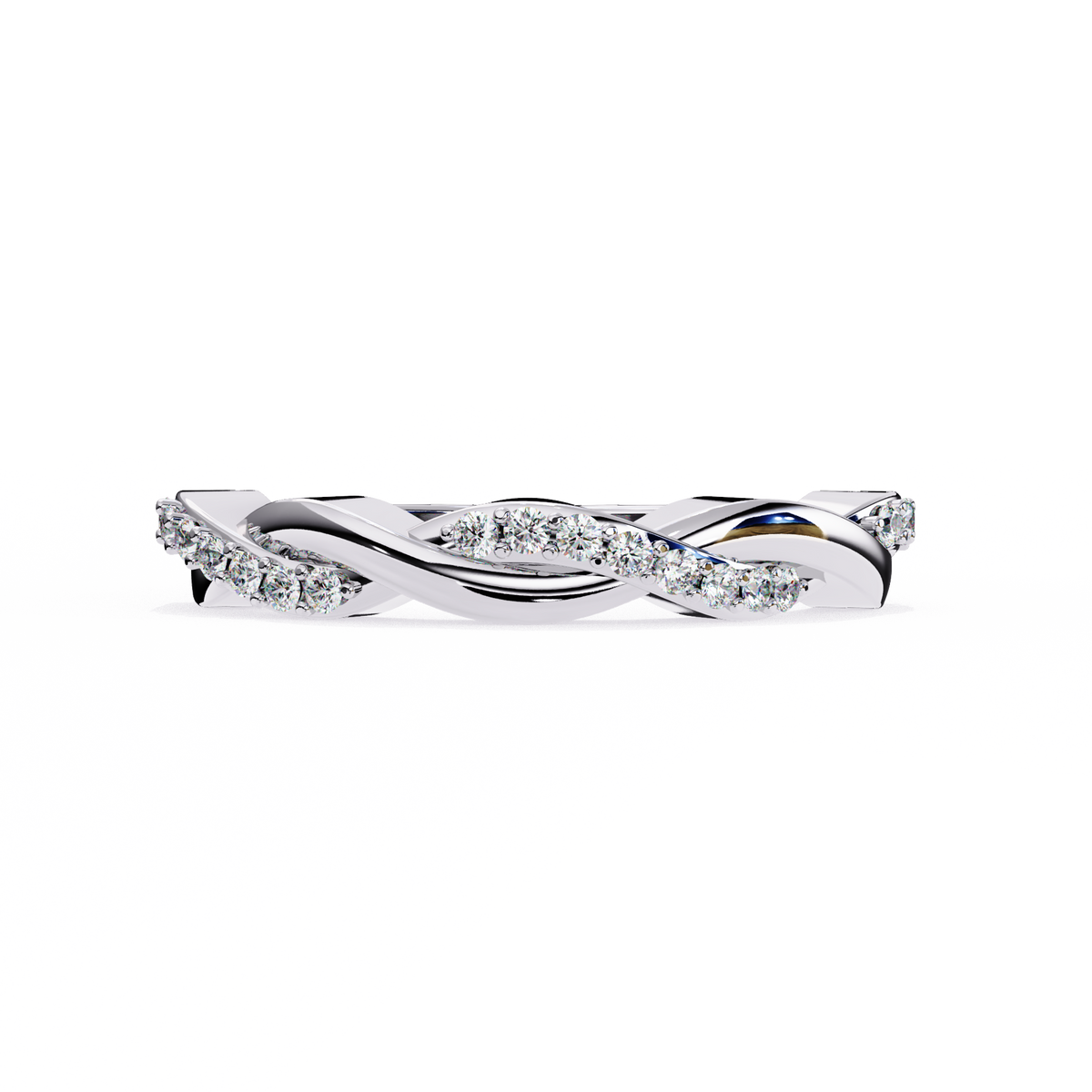 White Gold Round Diamond Twisted Vine Half Eternity Band