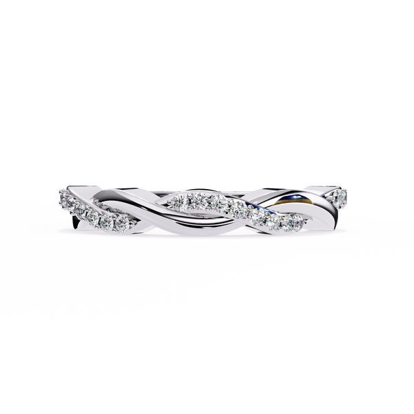 White Gold Round Diamond Twisted Vine Half Eternity Band