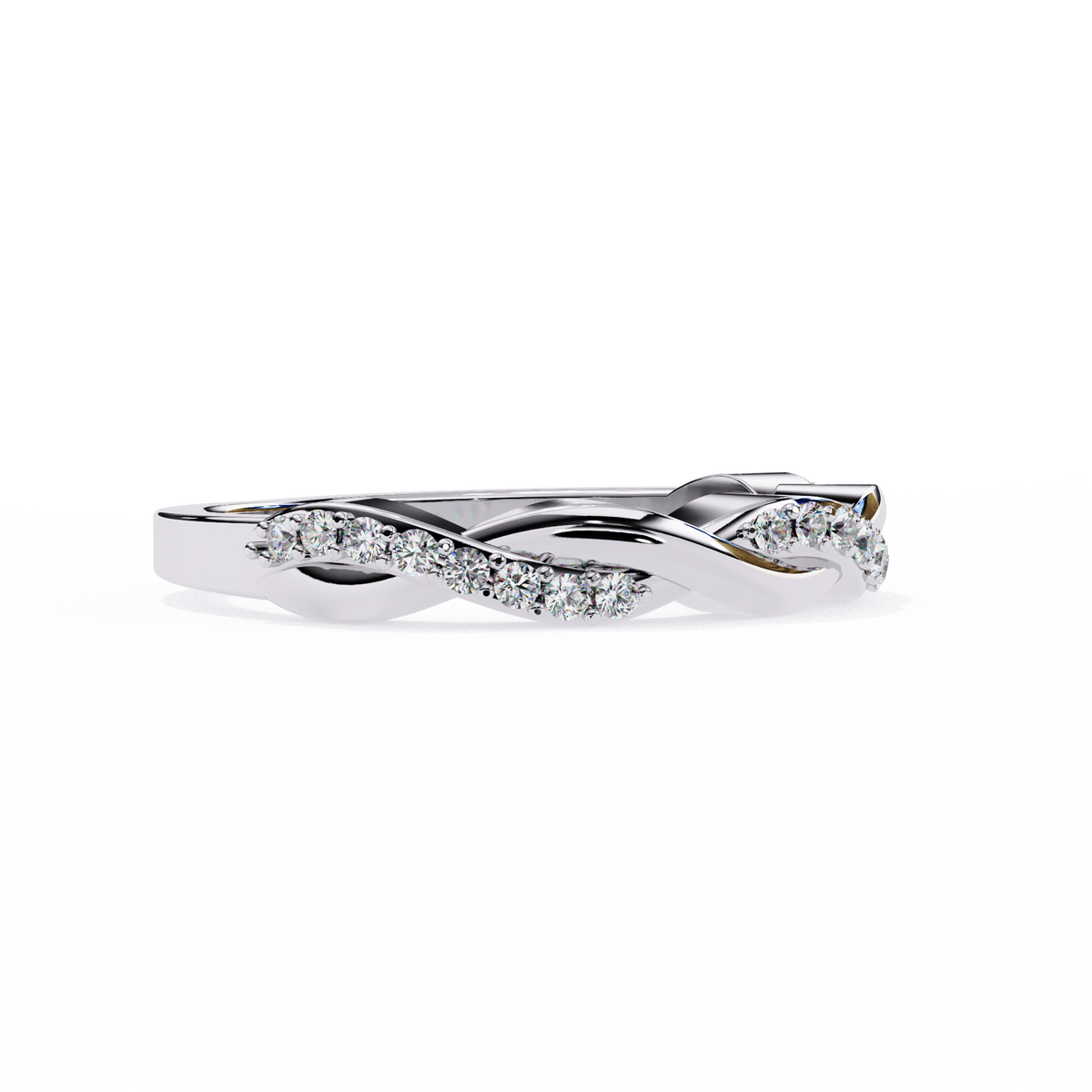 White Gold Round Diamond Twisted Vine Half Eternity Band