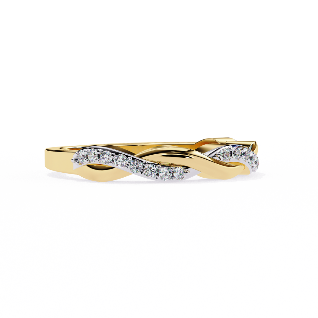 Yellow Gold Round Diamond Twisted Vine Half Eternity Band