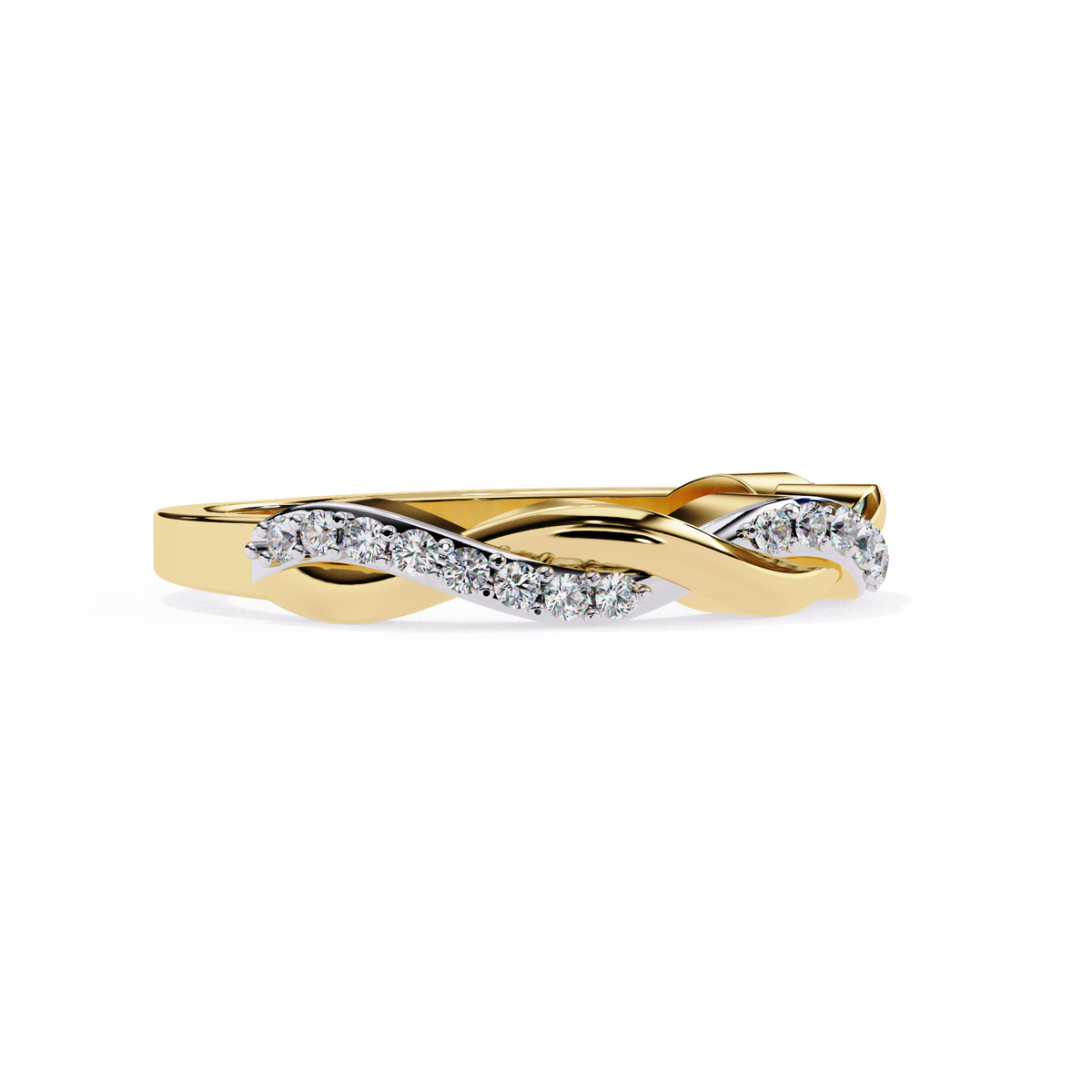 Yellow Gold Round Diamond Twisted Vine Half Eternity Band